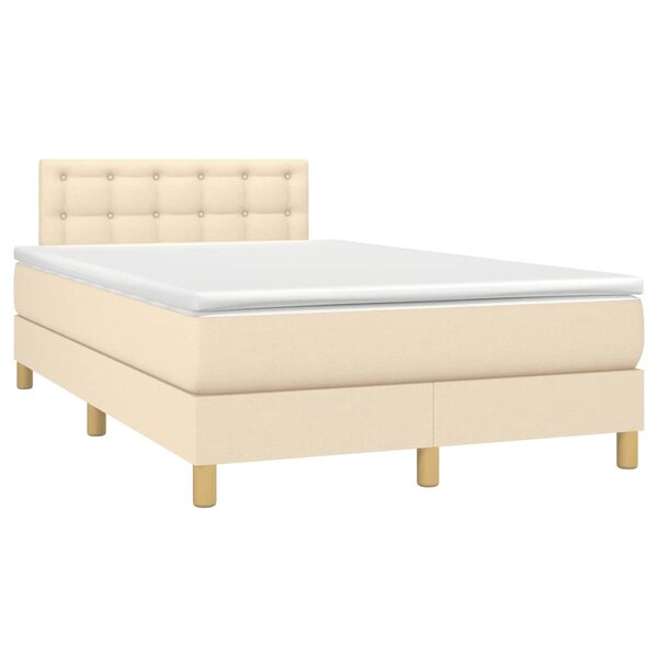 vidaXL Sommier à lattes de lit avec matelas crème 120x190 cm tissu