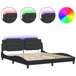 vidaXL Cadre de lit avec LED sans matelas Zadar noir 180x200 cm
