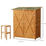 Armoire de jardin abri de jardin remise pour outils 140L x 75l x 160H cm 2 portes verrou 2 étagères toit bitumé étanche bois sapin pré-huilé