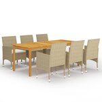 vidaXL Ensemble à manger de jardin 7 Pièces Beige