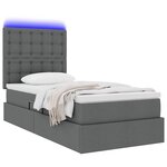 vidaXL Lit de rangement LED avec matelas Gris foncé 90 x 190 cm Tissu