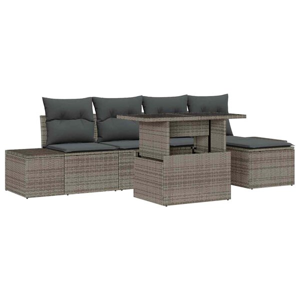 vidaXL Ensemble de canapé de jardin avec coussin 6 Pièces Gris