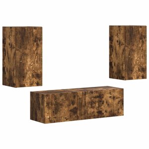 vidaXL Ensemble de meuble TV mural 4 Pièces Chêne fumé Bois d'ingénierie