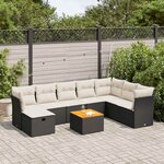 vidaXL Salon de jardin 9 Pièces avec coussins noir résine tressée