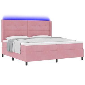 vidaXL Lit à ressorts avec matelas avec LED Rose 200 x 200 cm Velours