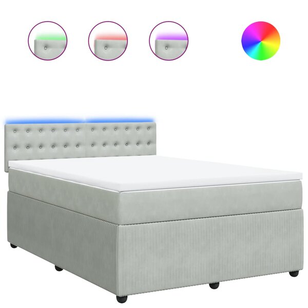 vidaXL Sommier à lattes de lit et matelas Gris clair 140x190cm Velours