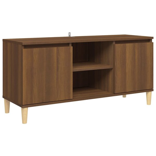 vidaXL Meuble TV avec pieds en bois massif Chêne marron 103 5x35x50 cm