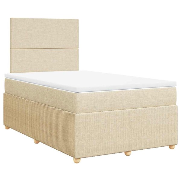 vidaXL Sommier à lattes de lit avec matelas Crème 120x200 cm Tissu