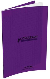 Cahier 24 x 32 96 pages grands carreaux couverture polypro violet CONQUÉRANT
