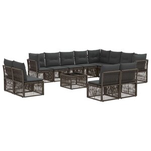 vidaXL Ensemble de canapé de jardin 13 Pièces Gris polyrotin