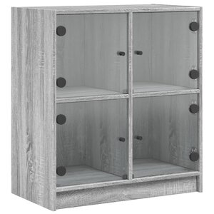 vidaXL Armoire latérale avec portes en verre sonoma gris 68x37x75 5 cm