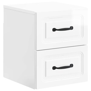 vidaXL Cabinet de chevet mural Blanc brillant 34 5 x 33 x 40 cm