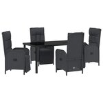 vidaXL Ensemble de salle à manger pour jardin 5 Pièces Noir Poly rotin