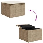 vidaXL Tabouret de jardin avec coussin beige 55x55x37cm résine tressée