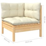 vidaXL Salon de jardin 13 Pièces avec coussins crème Bois de pin solide