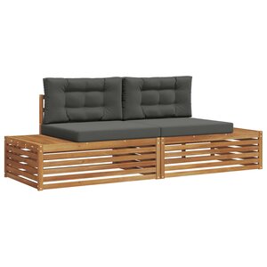 vidaXL 2 pc Ensemble de canapés d'extérieur Naturel et Anthracite