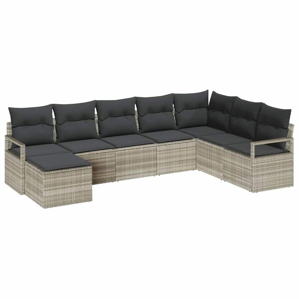 vidaXL Ensemble de canapé de jardin 7 Pièces Gris clair Poly rotin