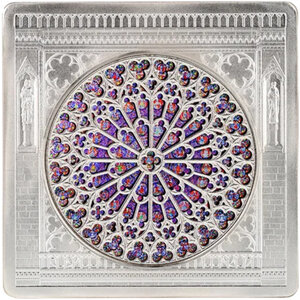 Monnaie NOTRE DAME DE PARIS Rose Window 3 Oz Argent 5$ Ascension Island 2026 (PRÉCOMMANDE)