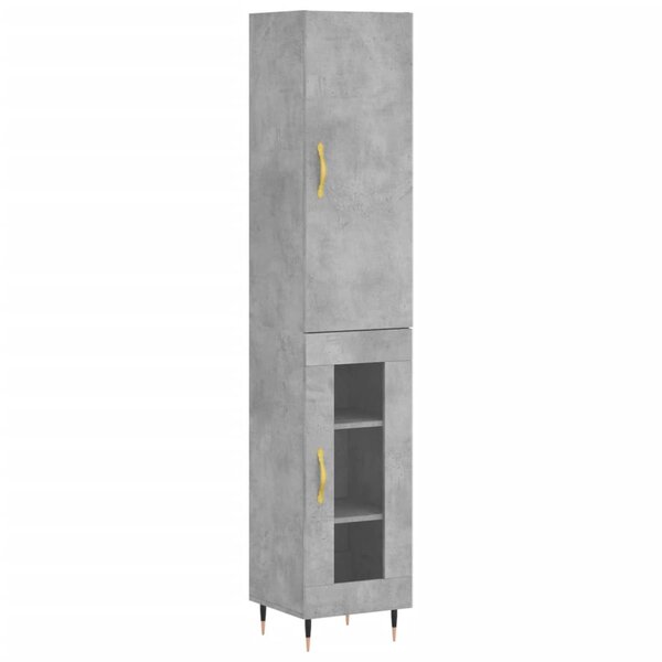 vidaXL Buffet haut Gris béton 34 5x34x180 cm Bois d'ingénierie