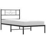 vidaXL Cadre de lit métal sans matelas avec tête de lit noir 100x190cm