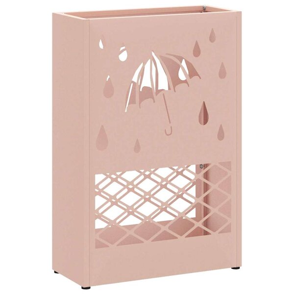vidaXL Porte-parapluie avec stockage Rose 28 x 12 x 41 cm Métal
