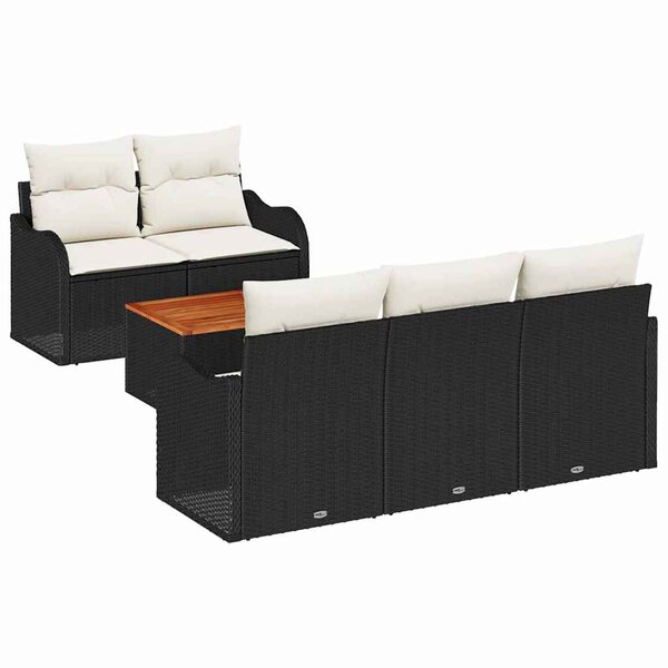 vidaXL Ensemble de canapé de jardin 6 Pièces Noir  Crème 55 x 55 x 37 cm