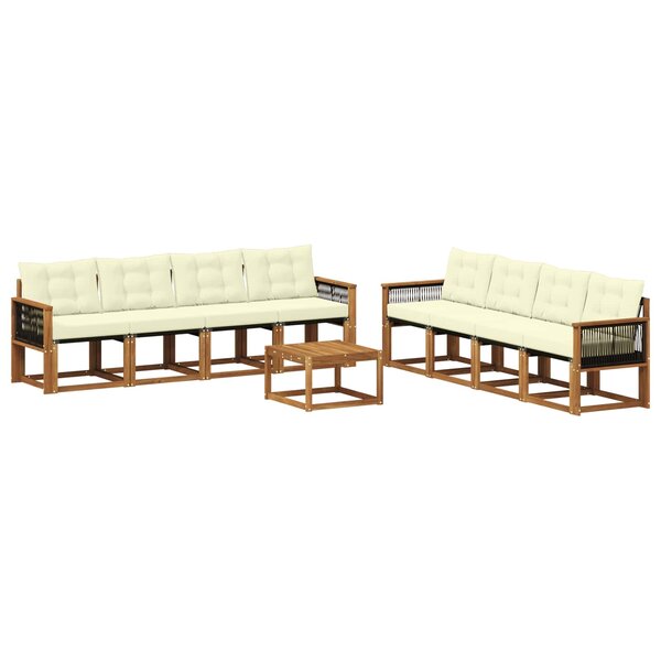 vidaXL Ensemble de canapés d'extérieur 9 pc Naturel et Crème