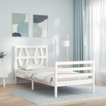 vidaXL Cadre de lit avec tête de lit blanc simple bois massif