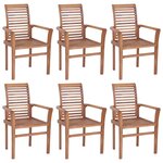 vidaXL Chaises à manger lot de 6 avec coussins anthracite Teck solide