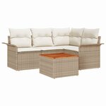 vidaXL Ensemble de canapé de jardin 5 Pièces Beige Poly rotin