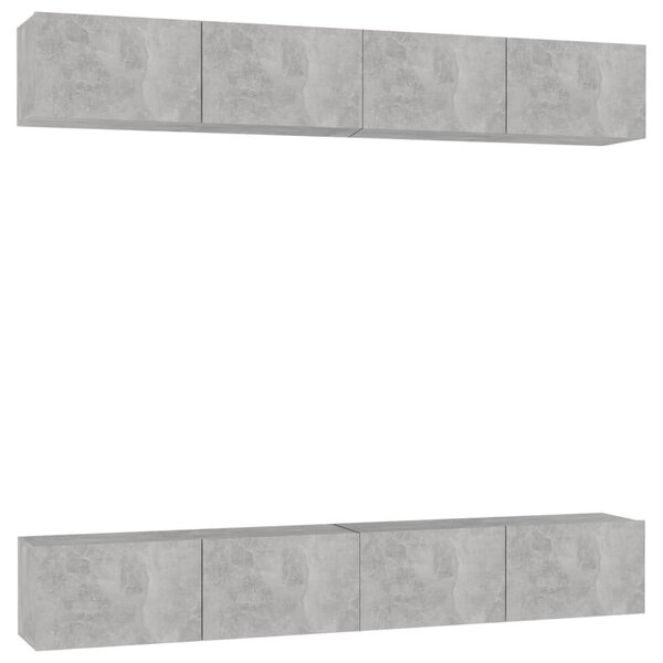vidaXL Meubles TV 4 Pièces Gris béton 100x30x30 cm Bois d'ingénierie
