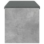 vidaXL Banc d'entrée avec coussin Gris béton 103 x 38 x 40 cm