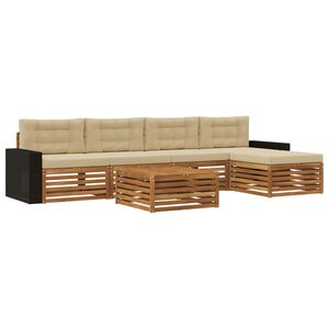 vidaXL Ensemble de canapés d'extérieur 6 pc Naturel et Beige Polyester