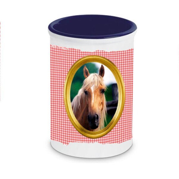 Pot à stylos en céramique cheval vichy