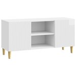 vidaXL Meuble TV Blanc brillant 102 x 34 5 x 50 cm Bois d'ingénierie