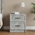 vidaXL Cabinet de chevet avec tiroir Gris béton 43 x 34 5 x 44 5 cm