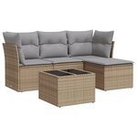 vidaXL Salon de jardin avec coussins 5 Pièces beige résine tressée