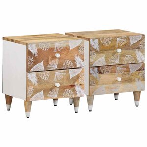 vidaXL Tables de chevet 2 Pièces 40x33 5x46 cm Bois de manguier solide