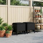 vidaXL Pouf de Jardin 2 Pièce Noir 38 x 38 x 45 cm Rotin PE