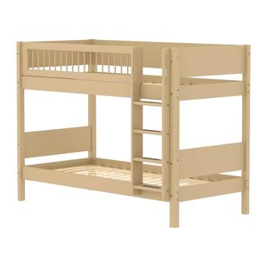Flexa WHITE Lit superpose avec echelle droite 90 x 200 cm Barriere a barreaux Beige sable