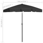 vidaXL Parasol de plage noir 180x120 cm