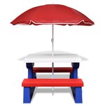 vidaXL Table et bancs de pique-nique avec parasol pour enfants