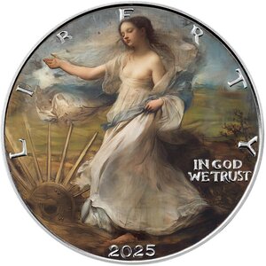 Pièce de monnaie en Argent 1 Dollar g 31.1 (1 oz) Millésime 2025 Walking Liberty in Art RENAISSANCE