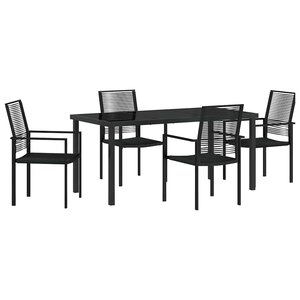 vidaXL Ensemble de salle à manger pour jardin 5 Pièces Noir