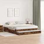 vidaXL Cadre de lit avec rangement Chêne fumé 236.5 x 200 x 31.5 cm