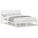 vidaXL Cadre de lit Blanc Bois massif en pin