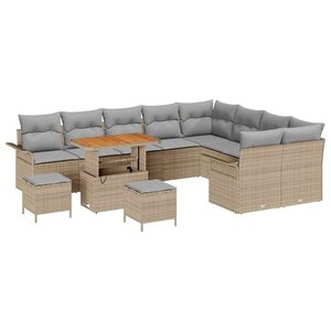 vidaXL Ensemble de canapé de jardin 12 Pièces Beige polyrotin