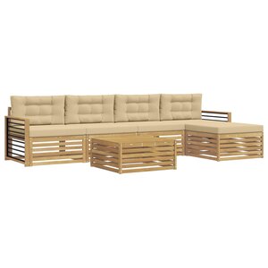 vidaXL Ensemble de canapés d'extérieur 7 pc Blanc et Beige Polyester