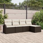 vidaXL Ensemble de canapé de jardin 5 Pièces Marron Poly rotin