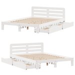 vidaXL Cadre de lit sans matelas blanc 135x190 cm bois de pin massif